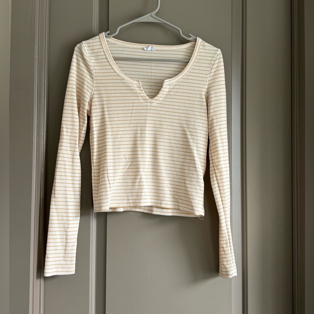 Women’s Cotton On Yellow & White Striped Top Size M